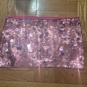 GUIZIO pink sequin mini skirt sz M nwt